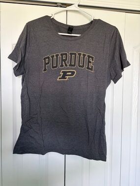 Gildan Purdue Gray Short Sleeve Tee with Gold Logo